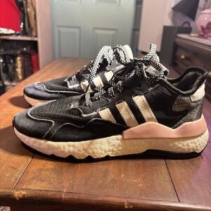Adidas Nite Jogger Woman's Pink And Black Sneakers Sz 7.5